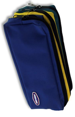 Premier 3 Pocket Zip Pencil Case - Blue, Yellow and Green